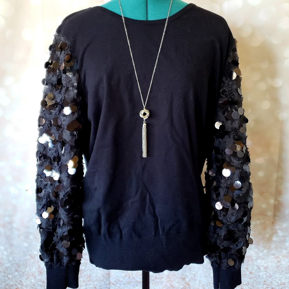 Alfani Sequin Sleeve Sweater